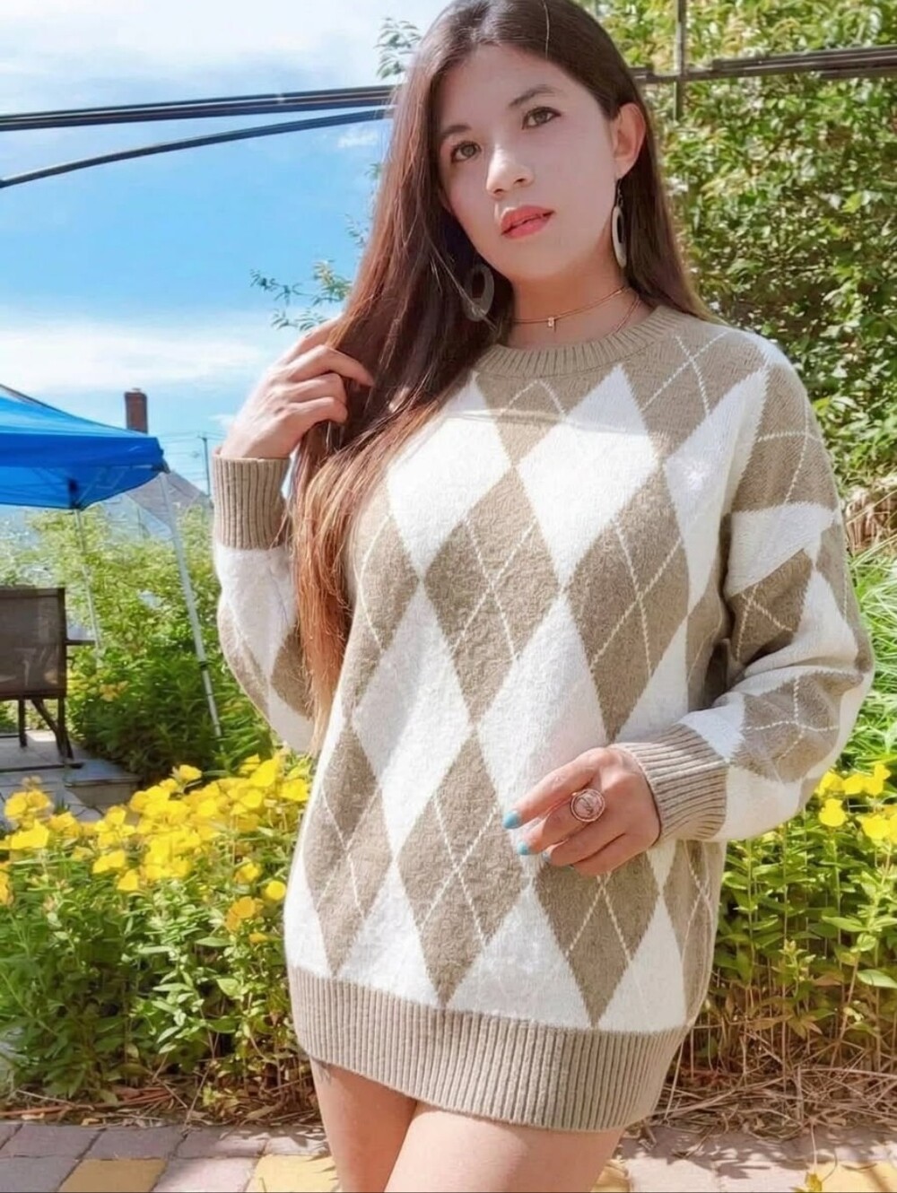 New Style! Stylish Argyle Pullover Knit Sweater
